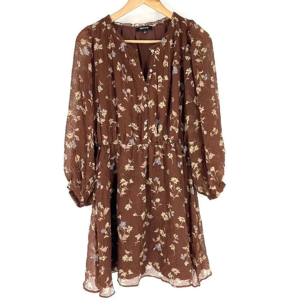 Madewell Norma Rae Dress Size Small Floral Print Long Sleeve Mini Cottagecore